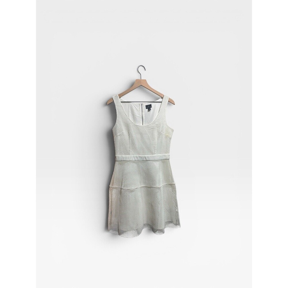 Worthington White Mesh Overlay Fit & Flare Mini Dress Women's 8 Cocktail Party